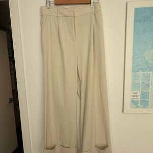 Chic Cream Wide-Leg Women's Pants